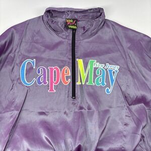 Vintage Surf Style USA Purple Iridescent One Size 1/4 Zip Windbreaker Jacket 90s